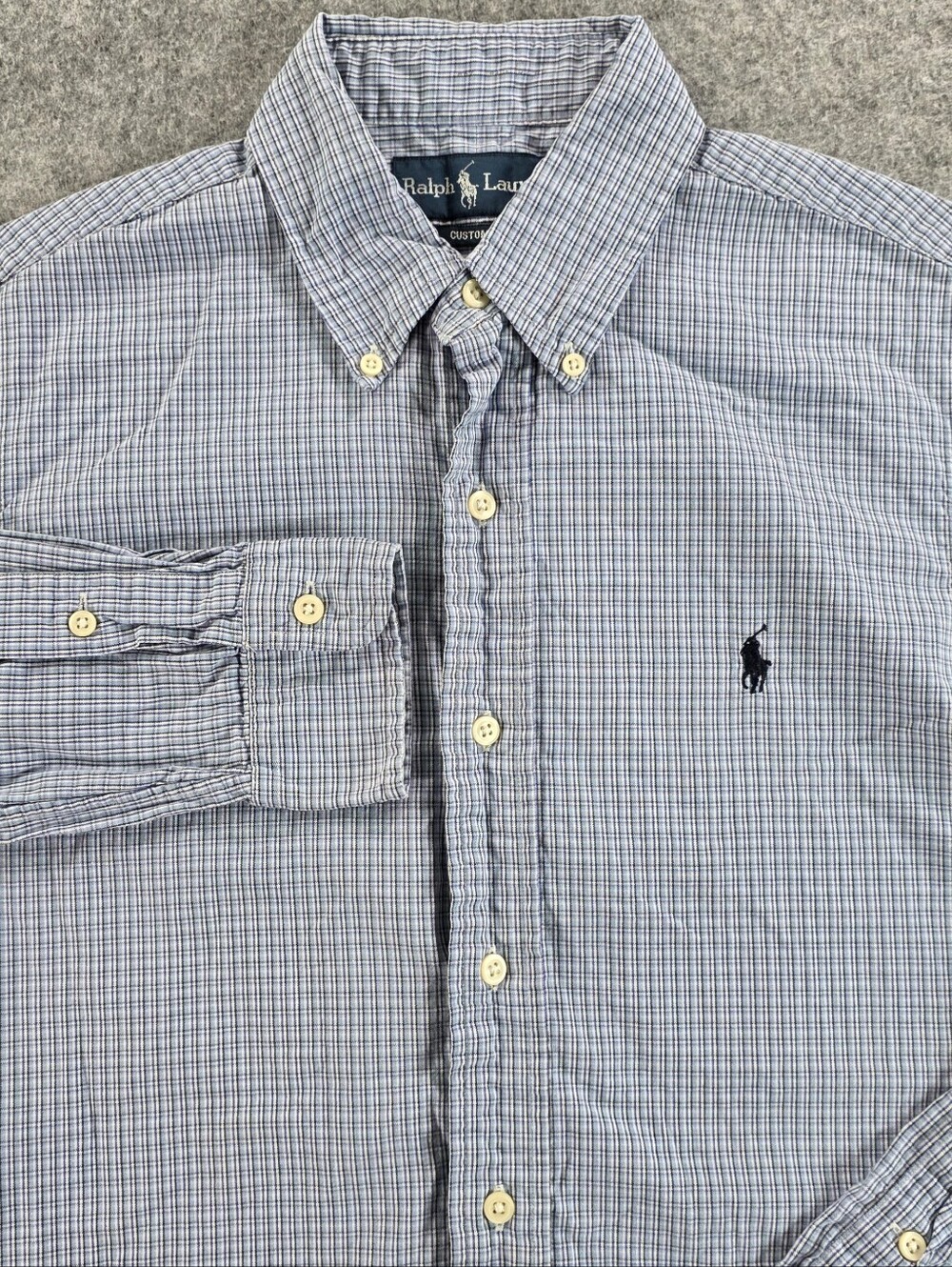 Ralph Lauren Men’s Blue Plaid Button-Down Shirt Classi Fit Sz S Casual